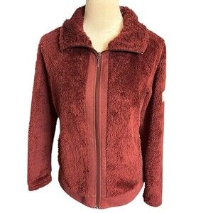 The North Face Womens Jacket Furry Fleece Burgundy Full Zip Hike Camp Outdoor S
